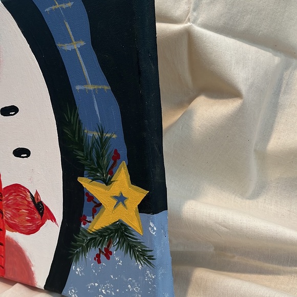 Holiday Snowman Canvas with Red Cardinal - Picture 9 of 9
